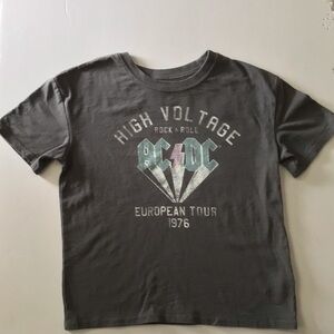 AC/DC Kids 'High Voltage' Graphic Tee - Dark Gray with Teal & Purple Logo